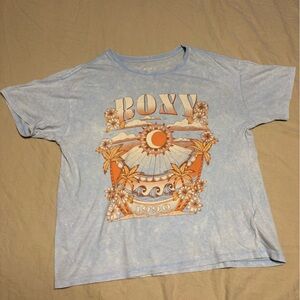 ROXY Vintage-Inspired Sun Graphic Tee - Light Blue & Orange